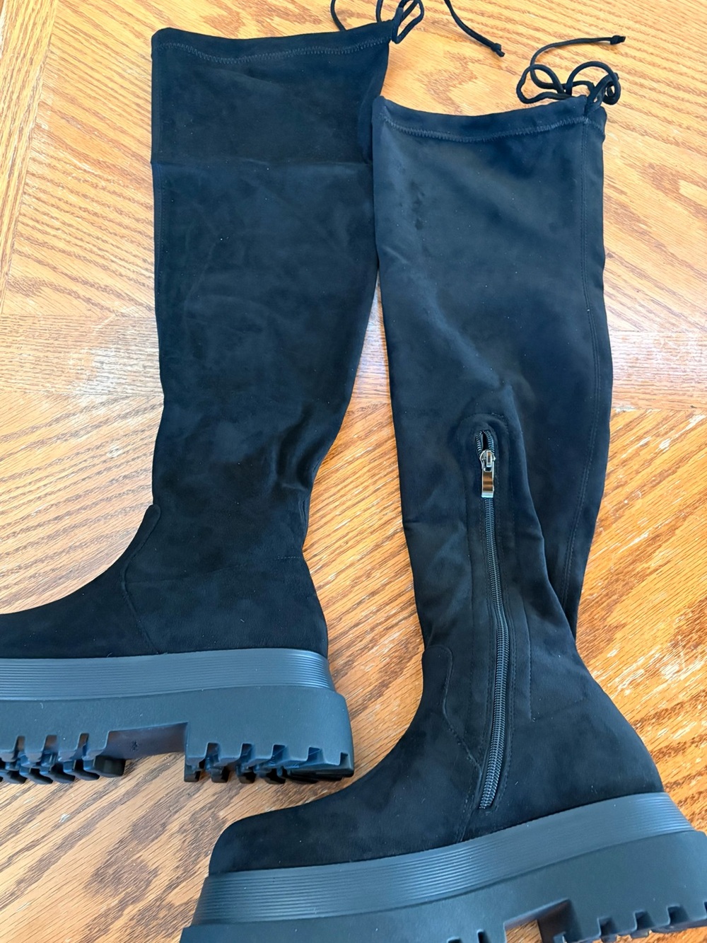 Black Over-the-Knee Platform Boots - Women's
